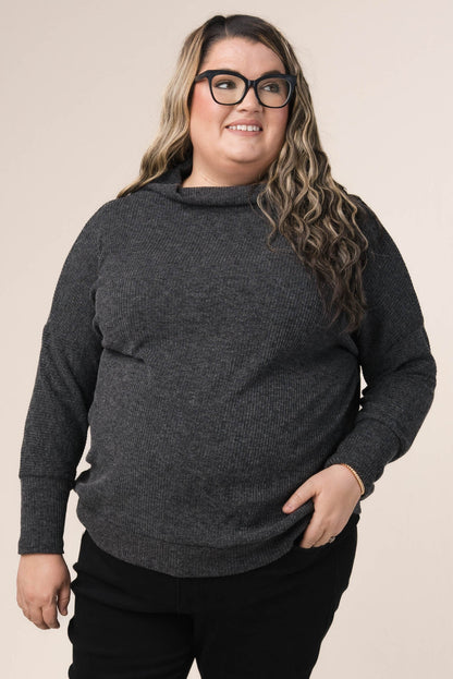 Ribbed Draped Neck Top