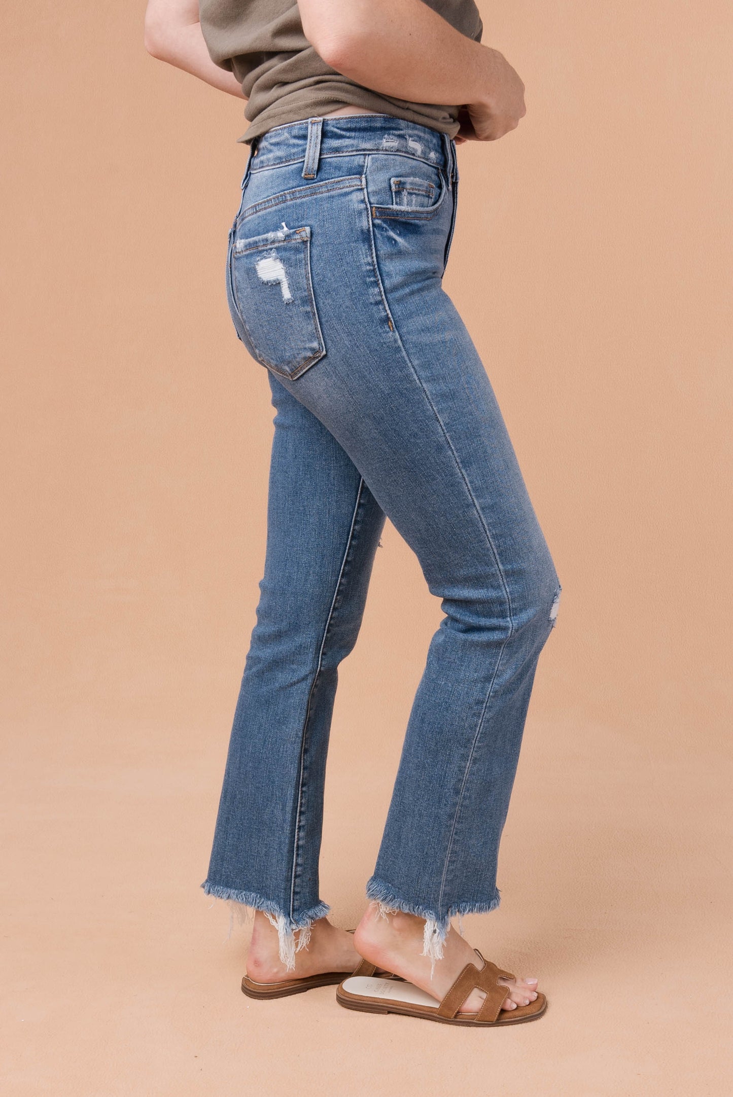 Flying Monkey | Stacie Mid Rise Ankle Bootcut Jeans