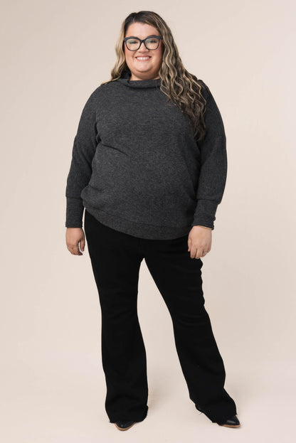 Ribbed Draped Neck Top