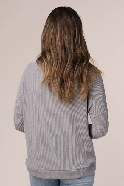 Ribbed Draped Neck Top
