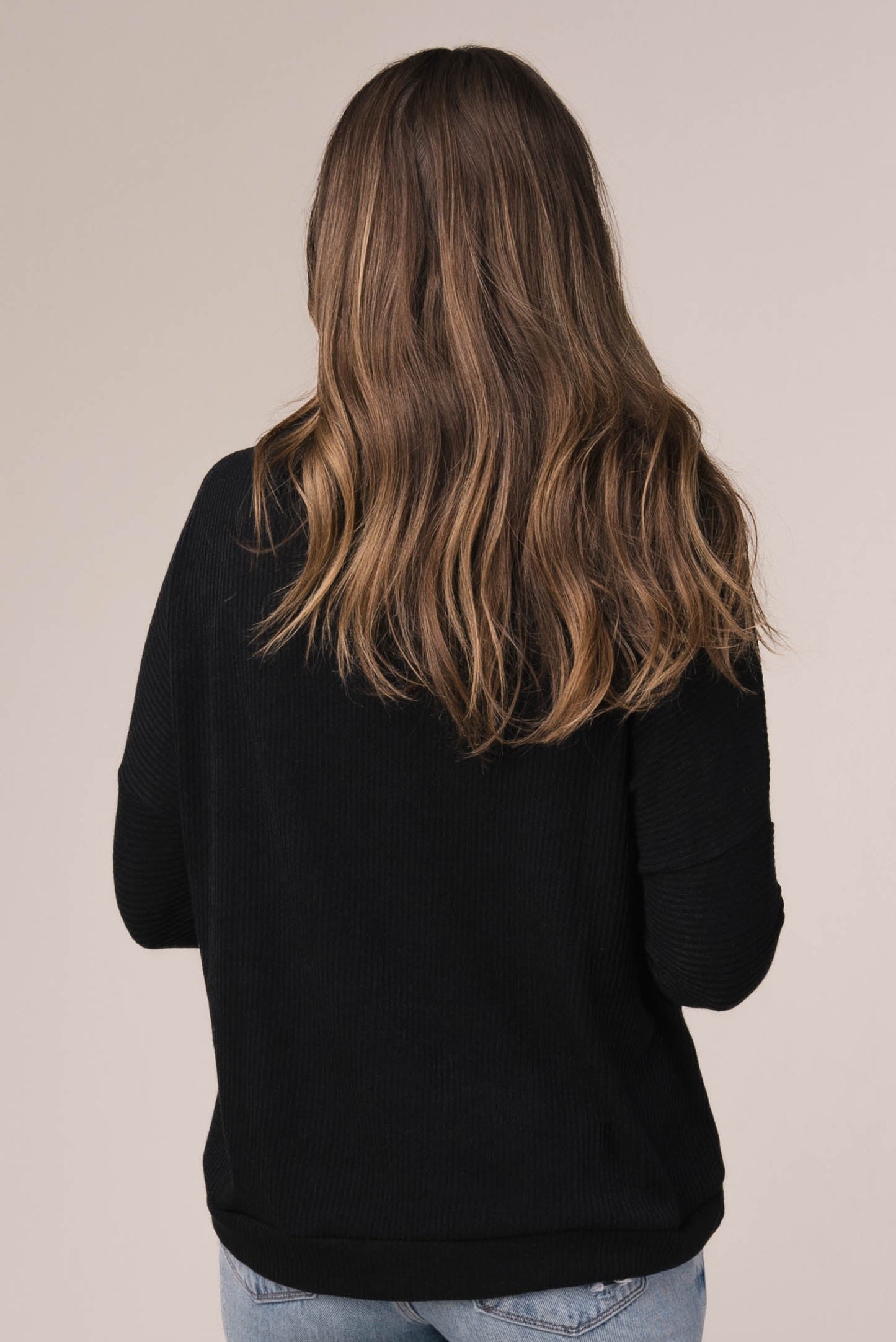 Ribbed Draped Neck Top