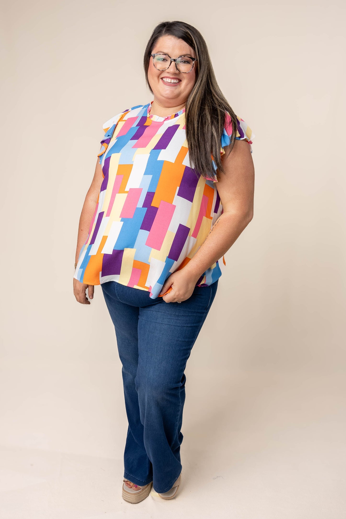 Color Block Ruffled Top *Final Sale*
