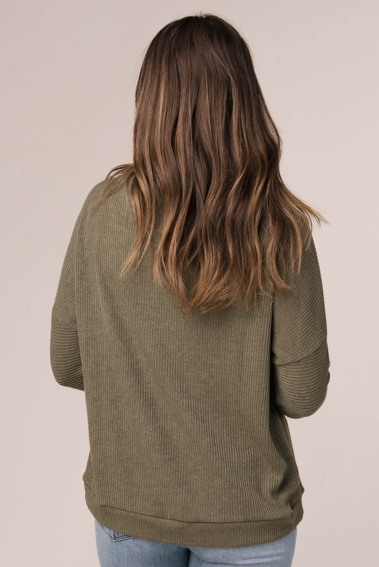 Ribbed Draped Neck Top