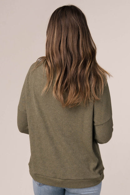 Ribbed Draped Neck Top