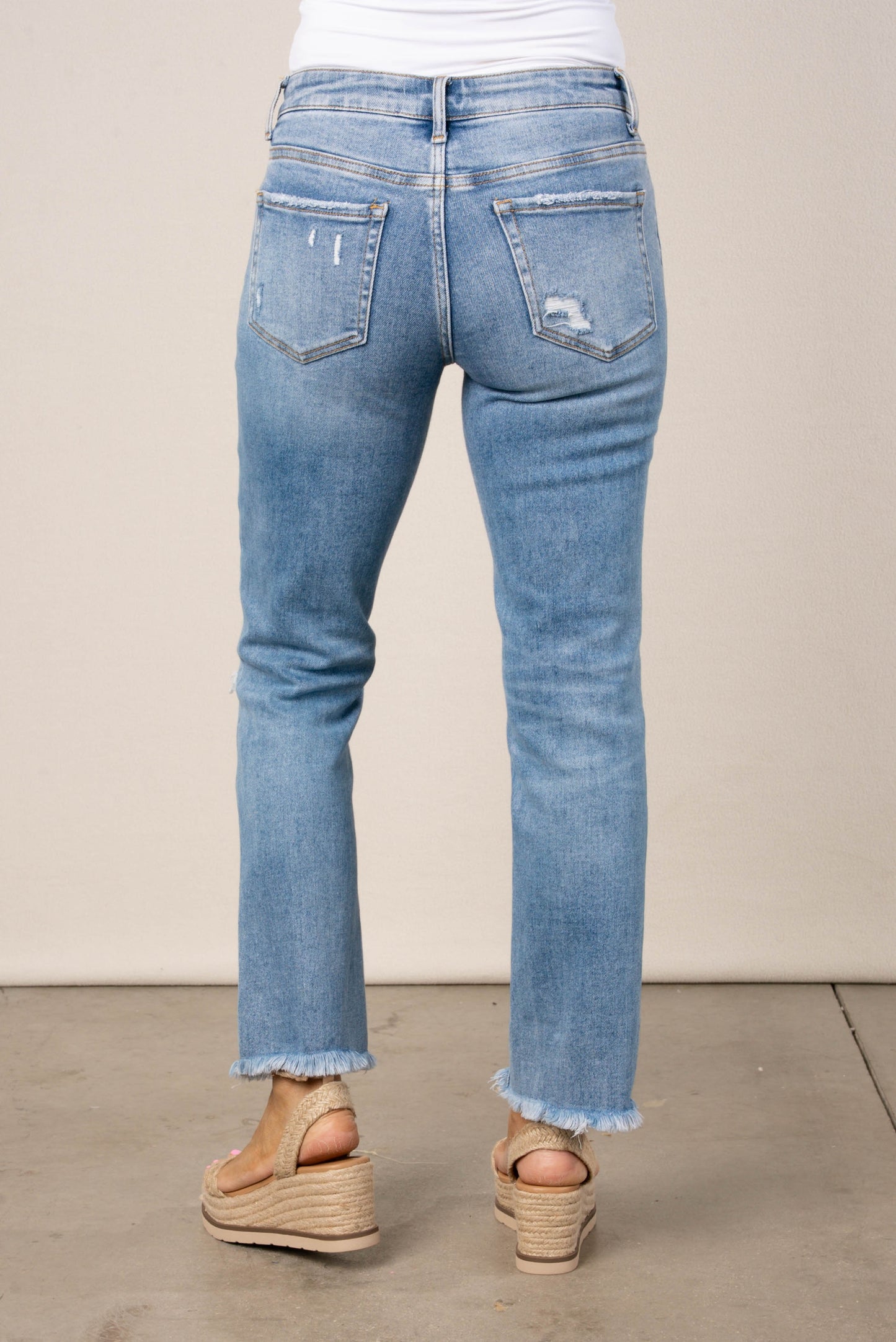 Lovervet by VERVET | Emma Mid Rise Crop Straight Leg Jeans