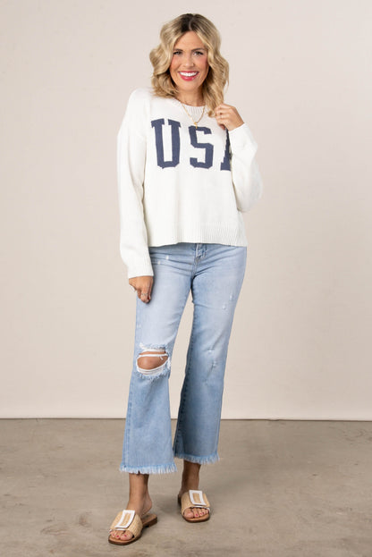 USA Knit Drop Shoulder Sweater