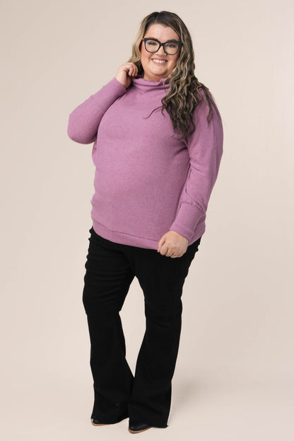 Ribbed Draped Neck Top
