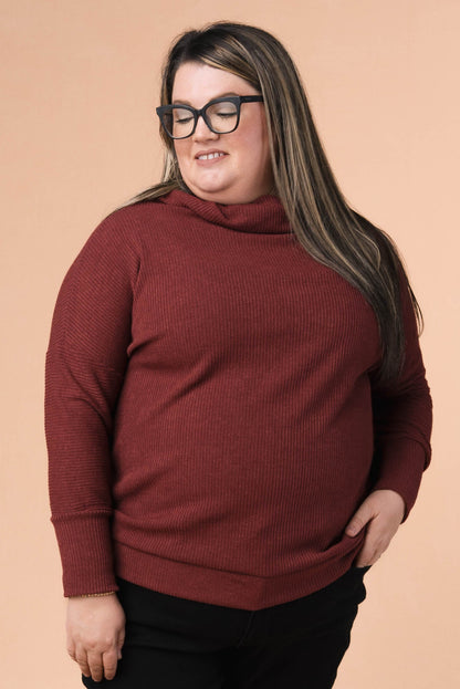 Ribbed Draped Neck Top