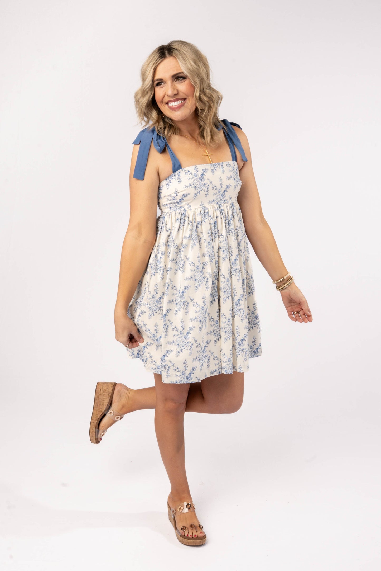 Floral Tie Shoulder Dress