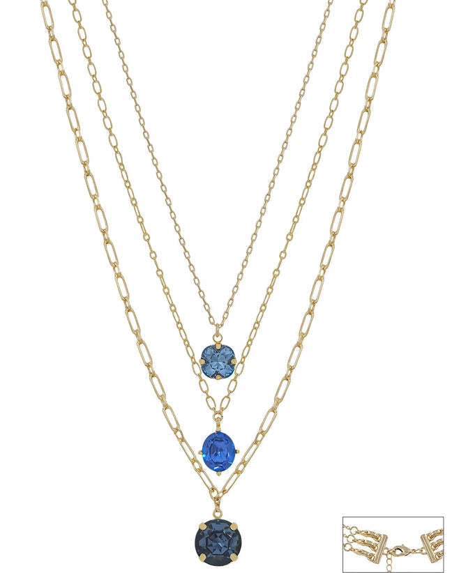 Triple The Glam CZ Layered Pendant Necklace