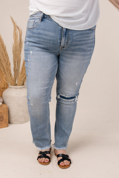 Lovervet by VERVET | Emma Mid Rise Crop Straight Leg Jeans