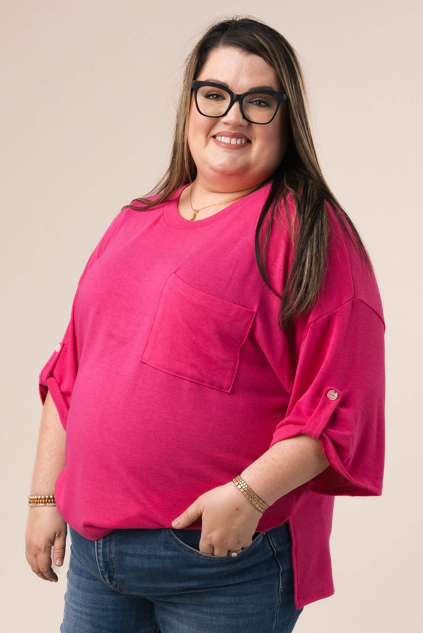 Hacci Knit Tab Sleeve Top