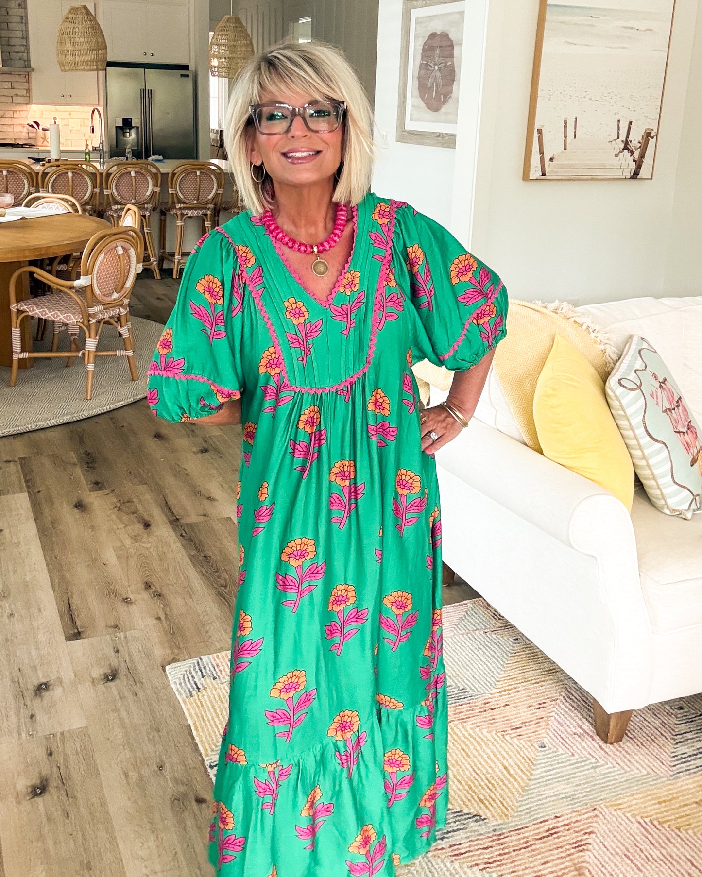 Garden Serenade Floral Tiered Midi Dress