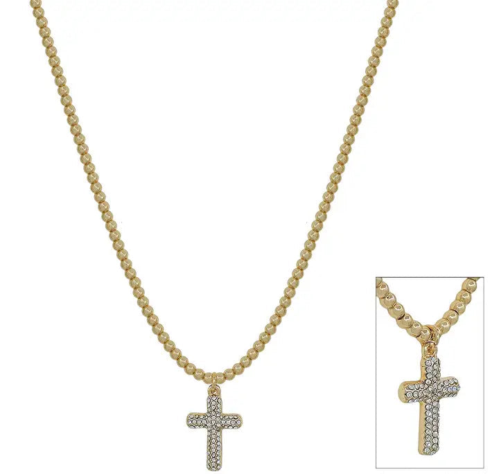 Guiding Light Pave Cross Pendant Necklace