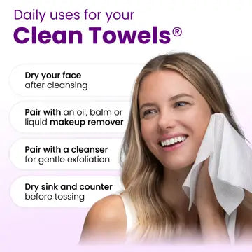 Clean Skin Club | XL Travel Disposable Face Towel Cloths - 10 ct