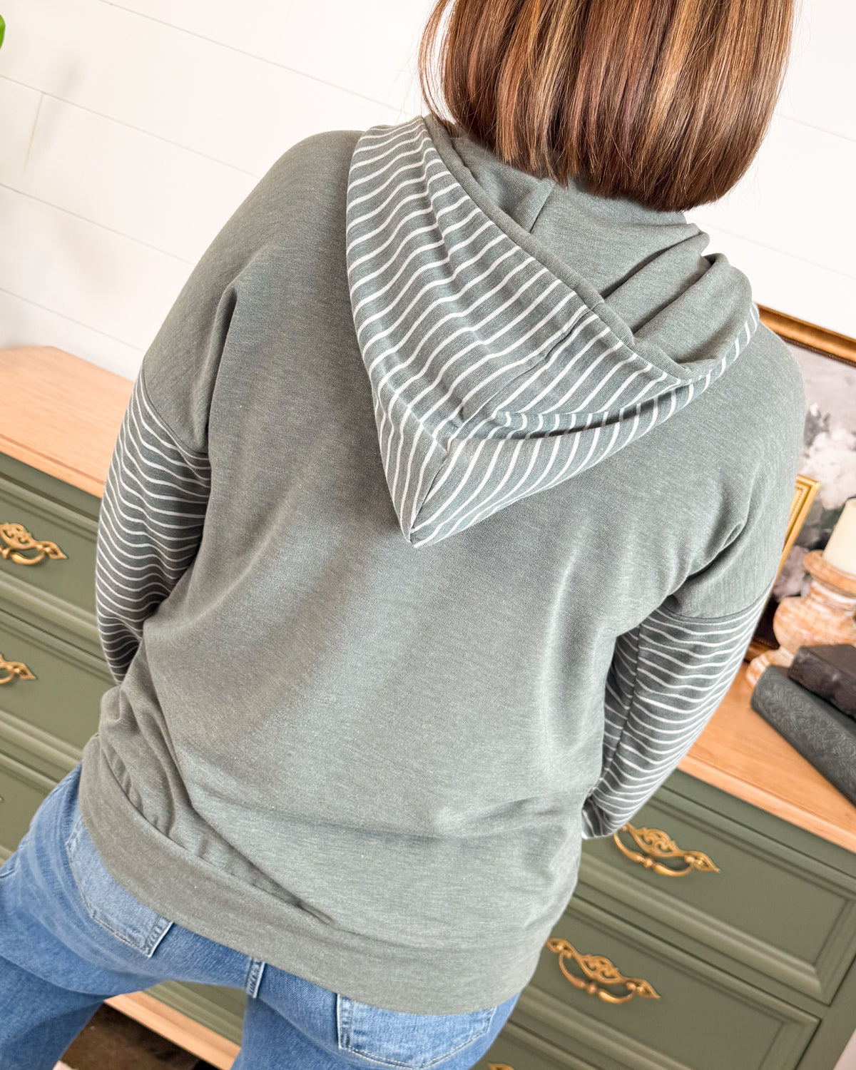 Fall Vibes Contrast Striped Hooded Top