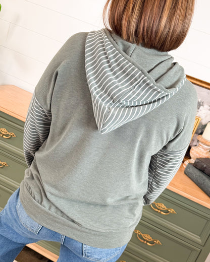 Fall Vibes Contrast Striped Hooded Top