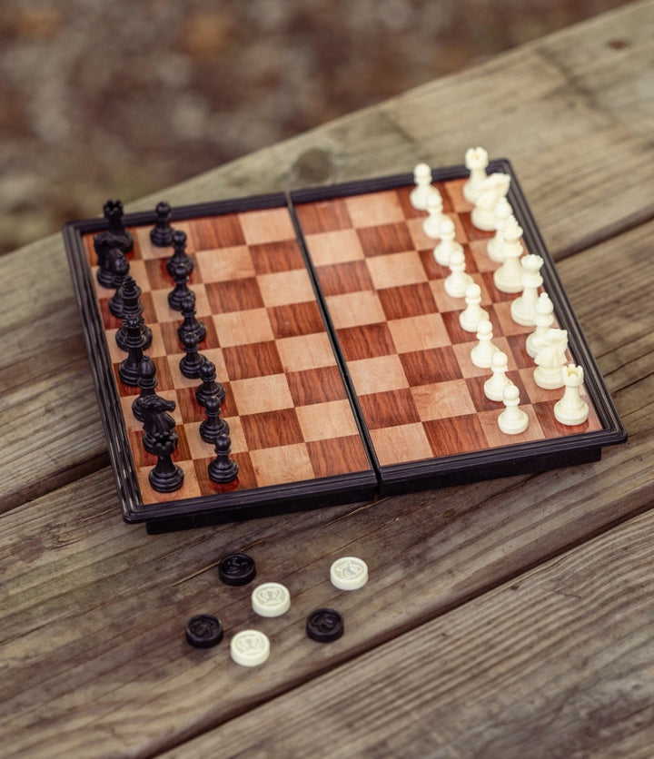 Magnetic Travel Chess + Checker Game