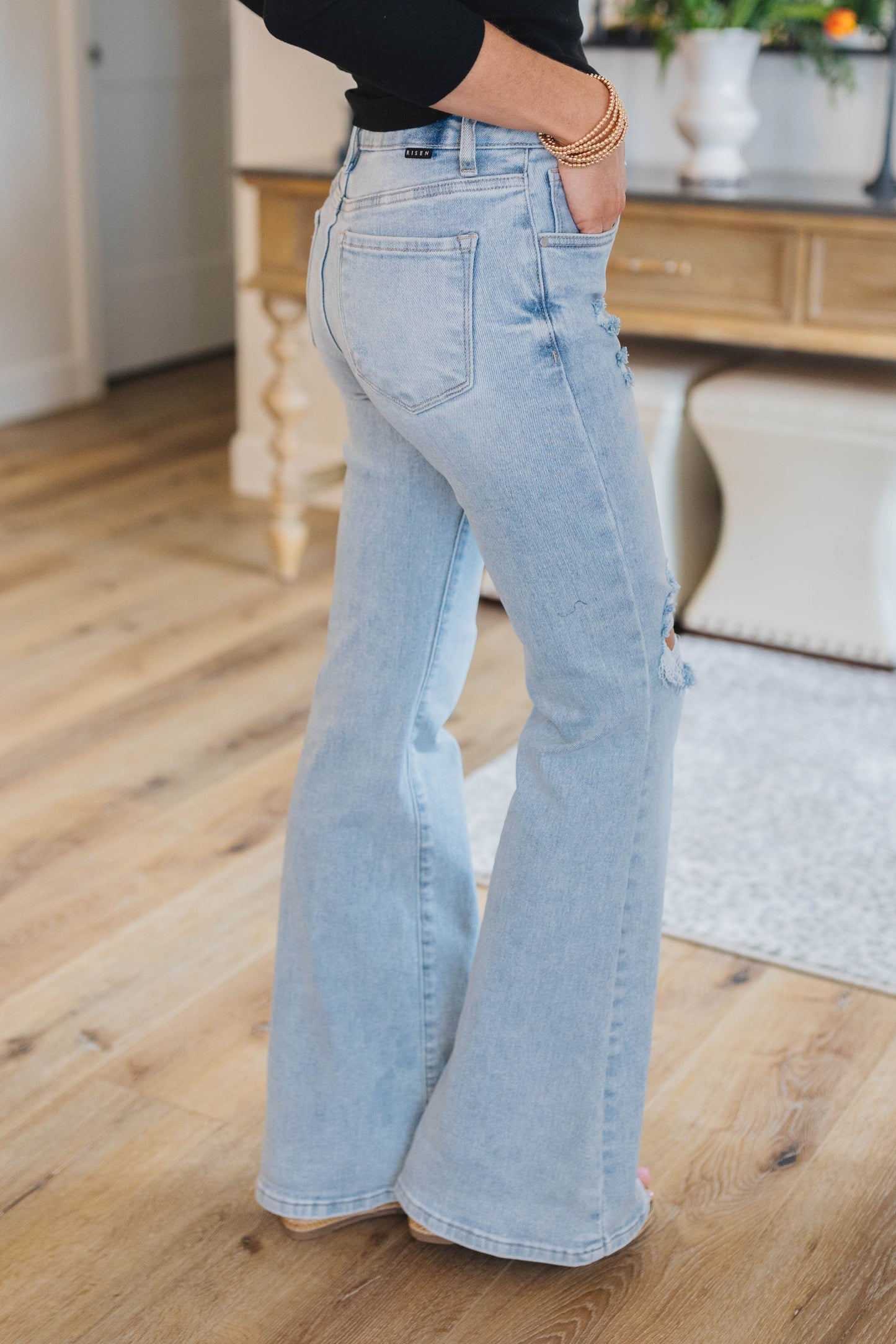 Risen Denim | Andrea Mid Rise Flare Jeans