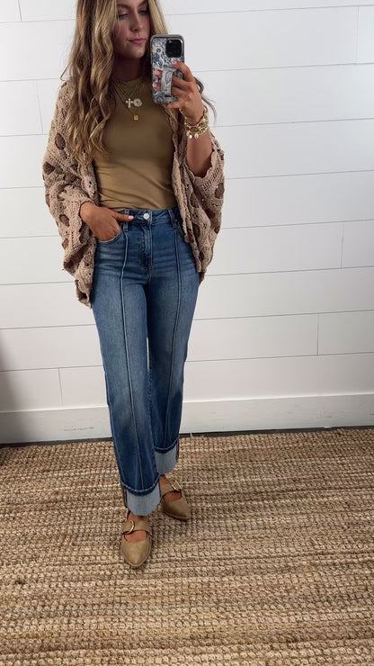 Risen Denim | Jackie High Rise Cuffed Straight Leg Jeans