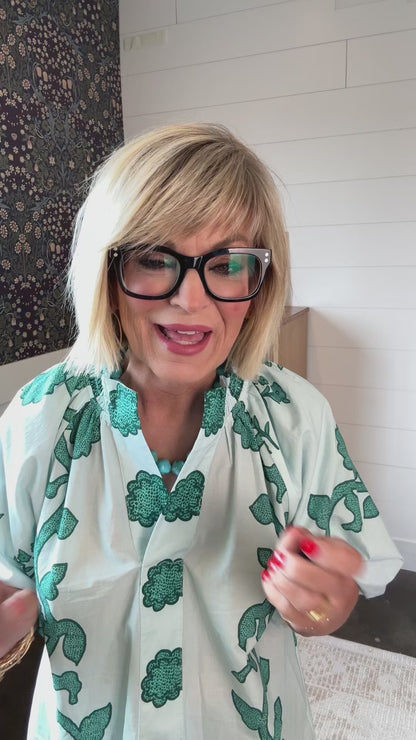 Bloom Bright Floral Smocked Collar Top